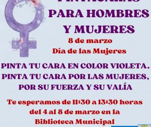 cartel pinta tu cara en color violeta