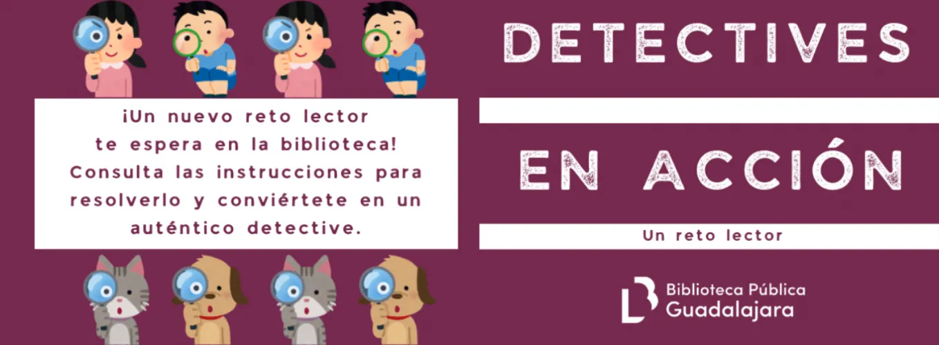 cartel de reto lector detectives en acción