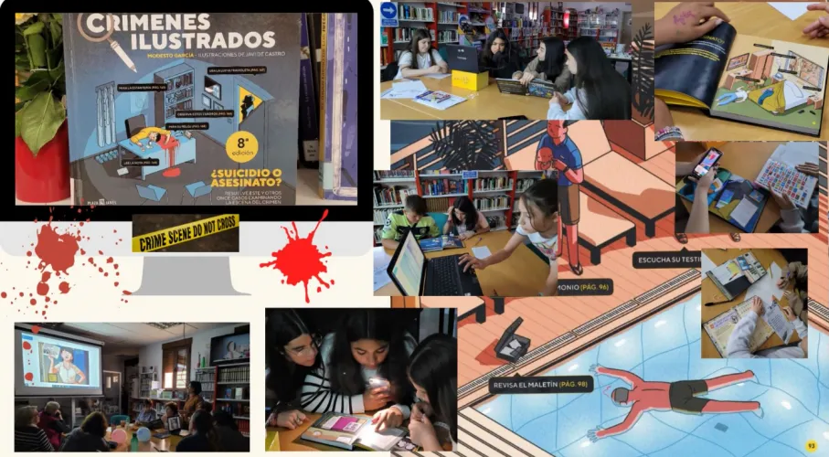 cartel de la actividad crímenes ilustrados