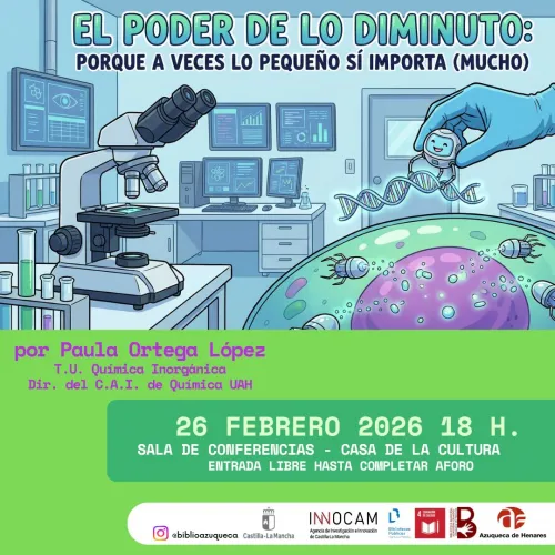 Cartel charla biblioteca Azuqueca de Henares