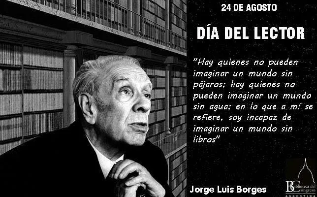 imagen de borges con pequeño texto