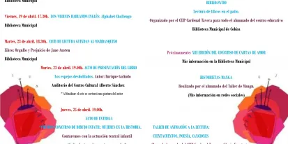 progrma actividades dia del libro Cobisa